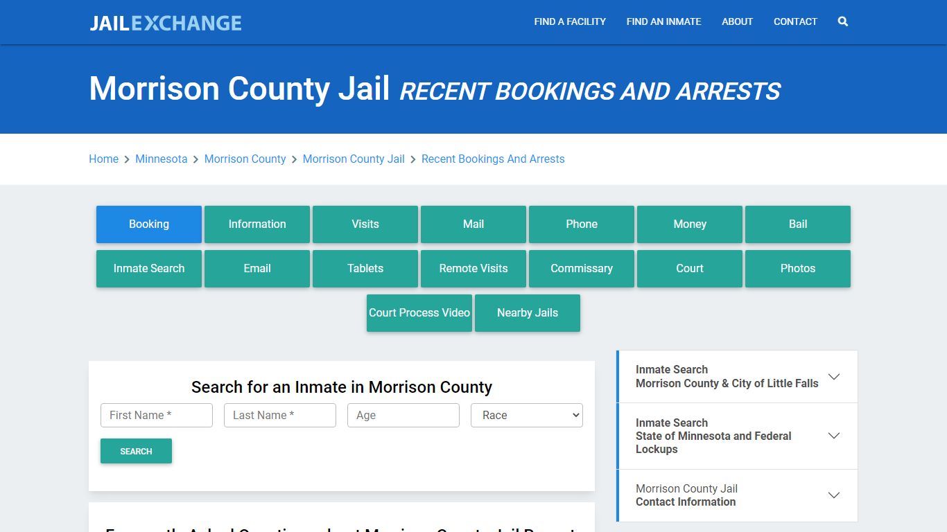 Morrison County Jail Recent Bookings And Arrests - Jail Exchange