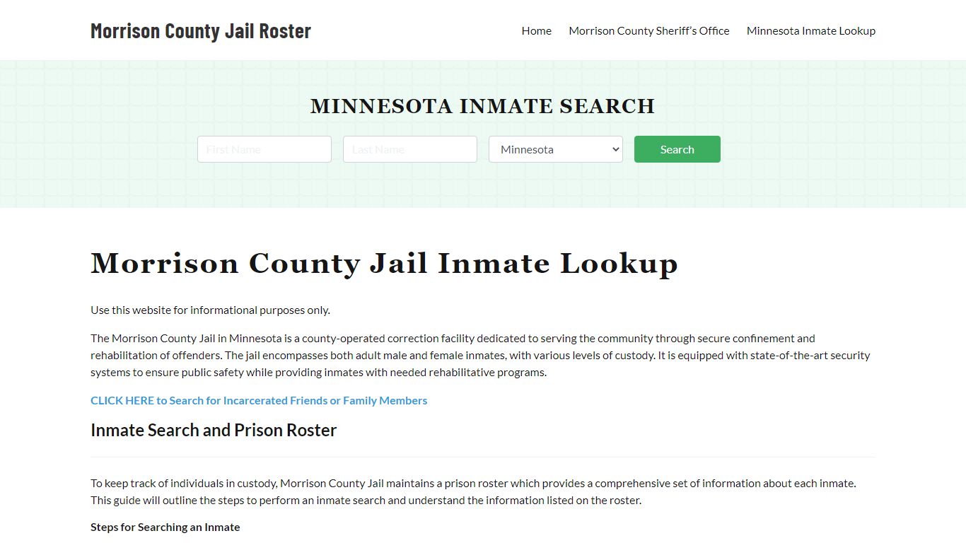 Morrison County Jail Roster Lookup, MN, Inmate Search