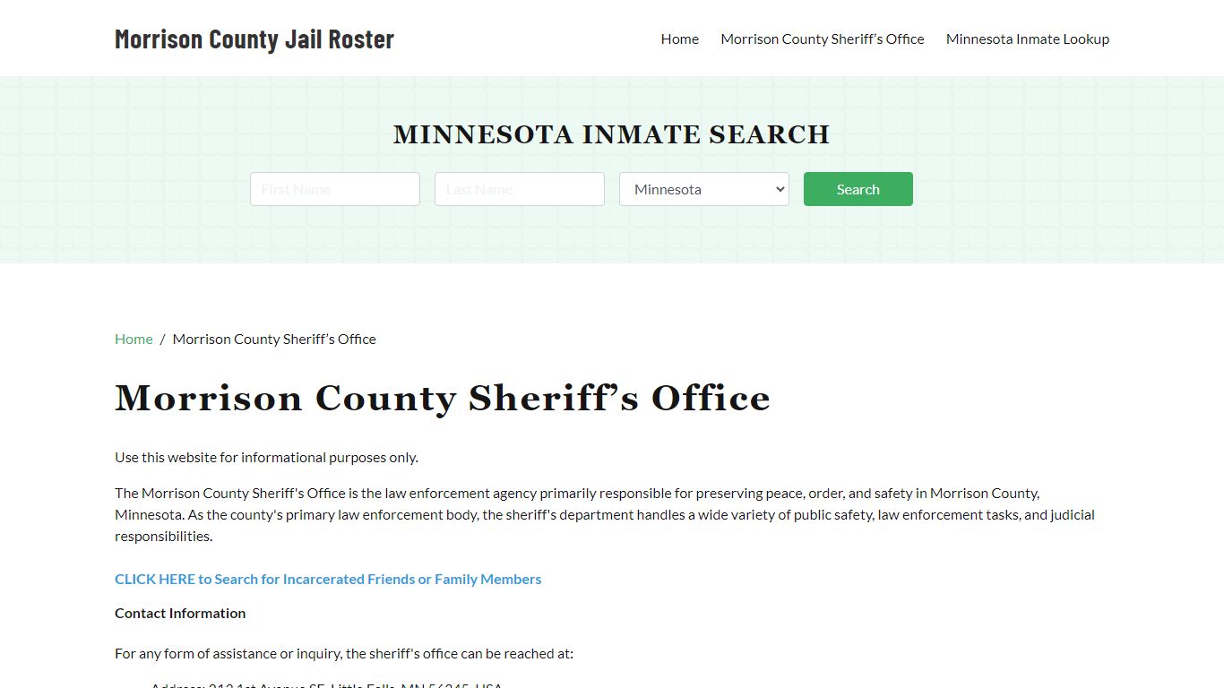 Morrison County Sheriff Office, MN, Arrest Warrants Search